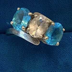 Vintage/Antique Sterling Silver Blue Topaz Ring 8